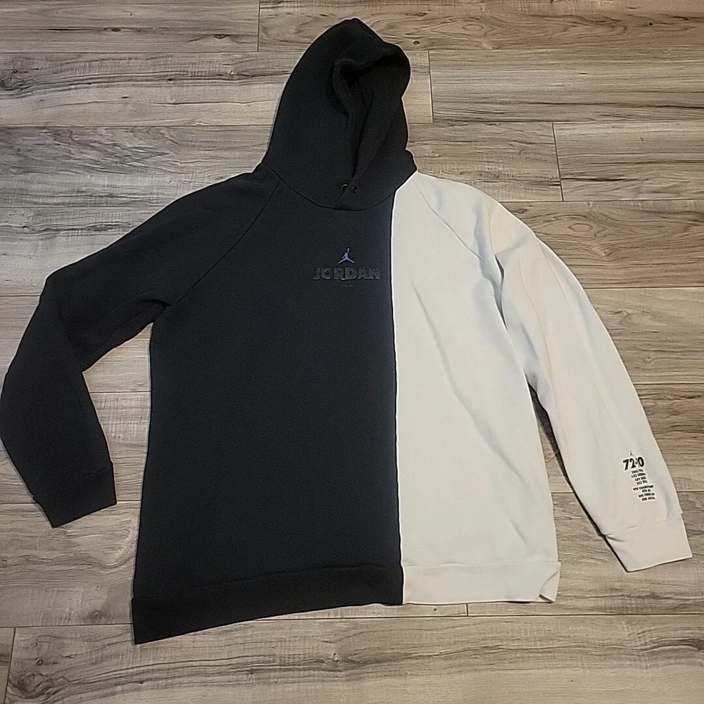 Vintage 1995/1996 Air Jordan‎ Hoodie XL Black White Colorblock Sweatshirt